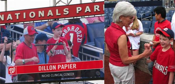 Kathleen Sebelius and an NICHD patient at a baseball game